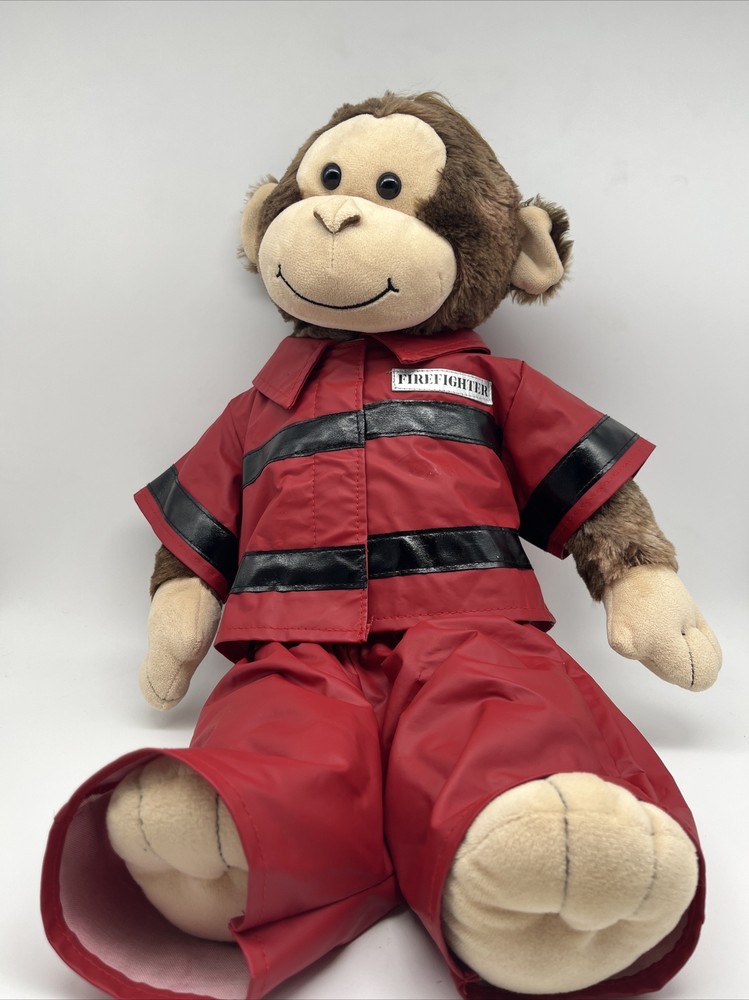 18” Build a Bear Cheerful Monkey With Firefighter Outfit