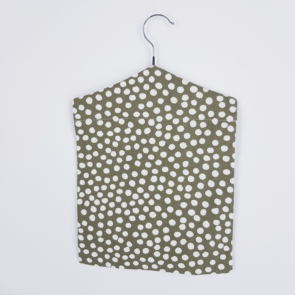 Peg Bag Handmade Khaki & White Spotted Lined Laundry Clothes Peg Holder