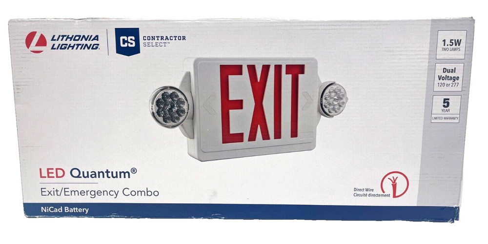 Lithonia Lighting LHQM LED R M6 Quantum White LED Exit and Emergency Light Combo