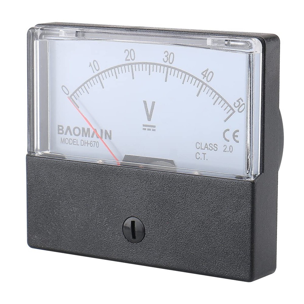 Baomain Voltmeter DH-670 DC 0-50V Rectangular Class 2.0 Analog Panel Volt Vol...