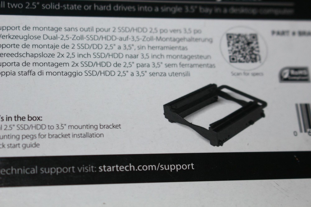 StarTech.com Dual 2.5" SSD/HDD Mounting Bracket for 3.5? Drive Bay - Tool-Less
