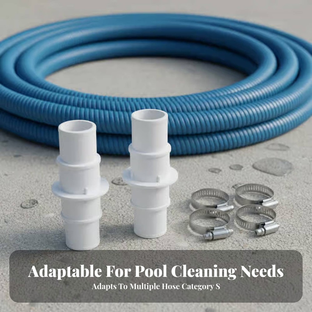 Pool Hose Connector Coupling Adapter, with 4 Hose Clamps
