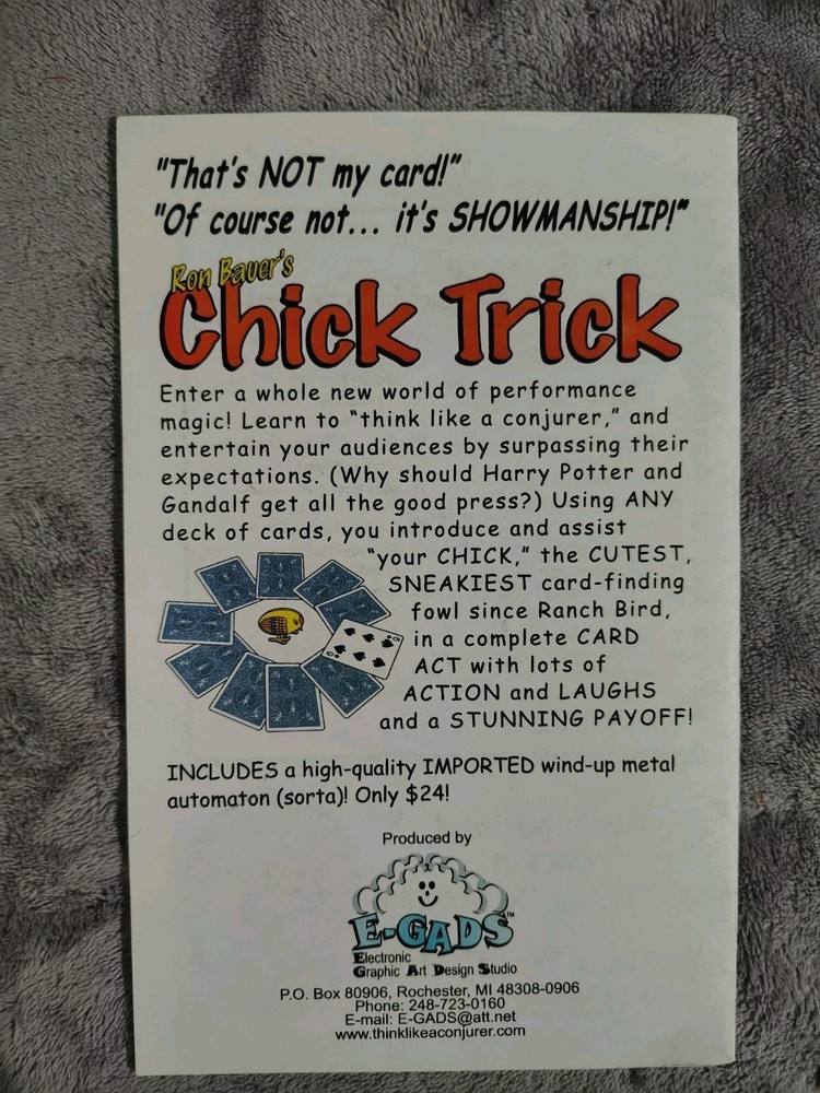 CONDITION NOTE - Ron Bauer Private Studies: Ron Bauer's Chick Trick - Magic Book