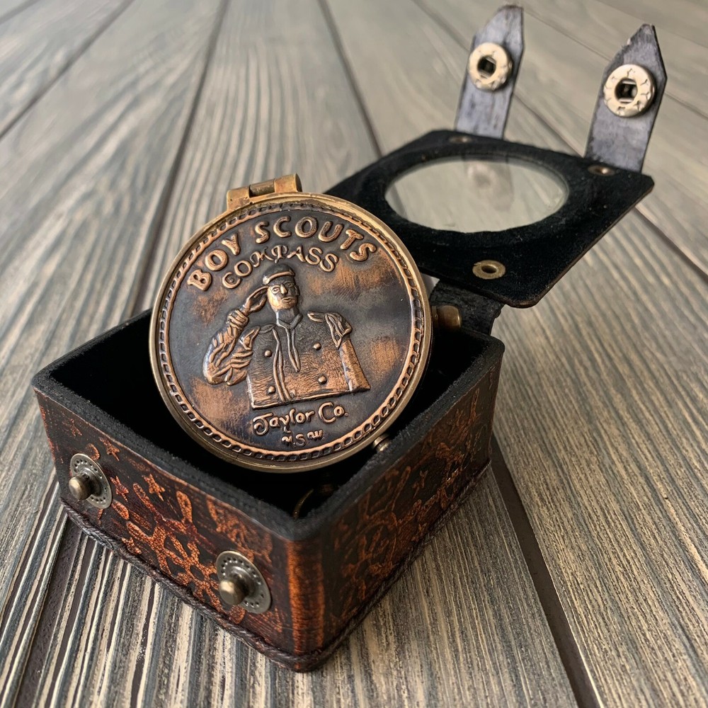Solid Brass Boy Scouts Pocket Compass Gift