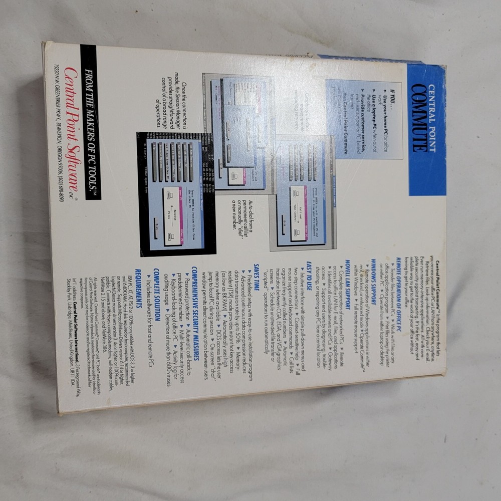Central Point Commute For DOS both. 5 1/4” And 3 1/2” Diskettes Open Big Box PC