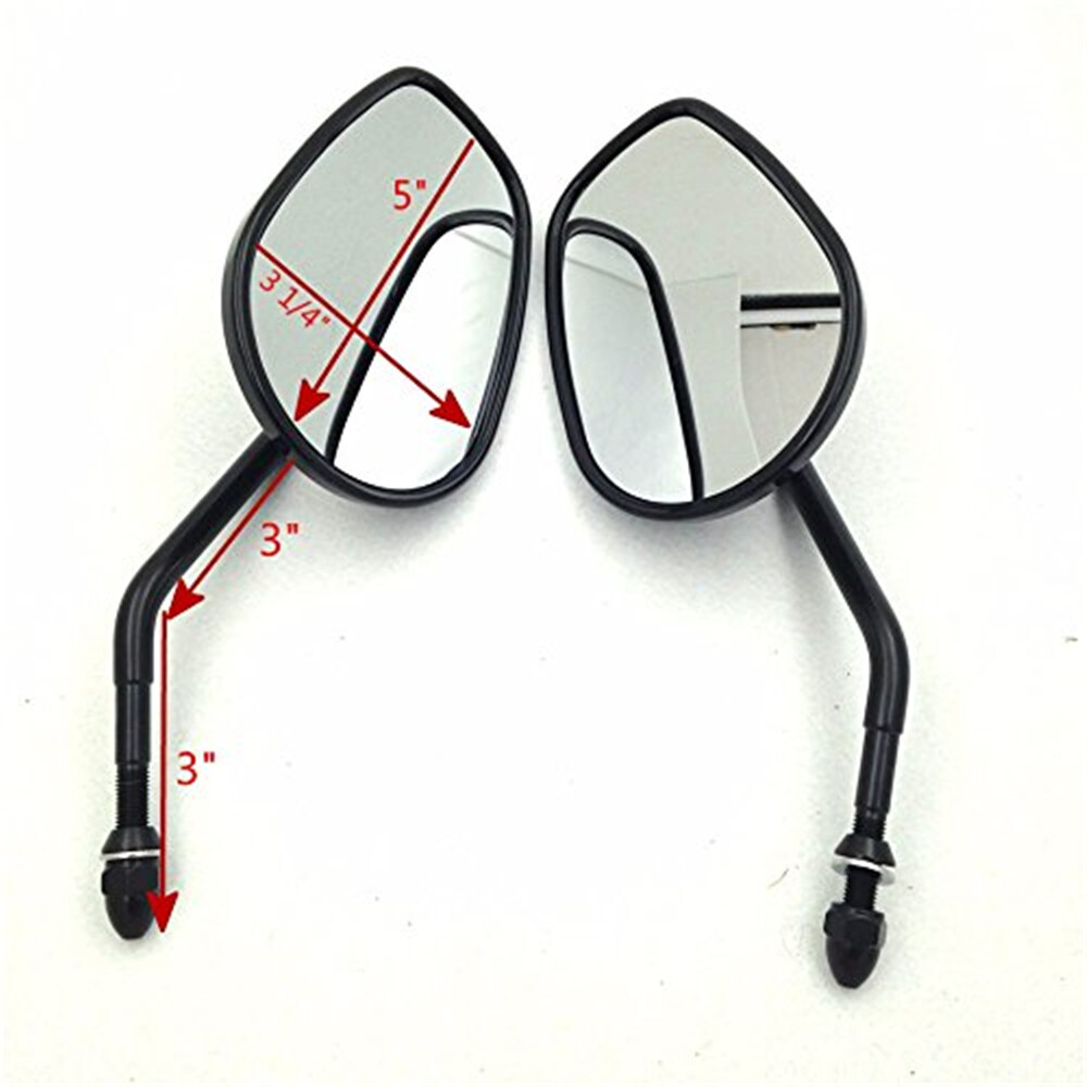 Custom Black Big Size Mirrors For Fits 1982-Later Harley Davidson Models (except