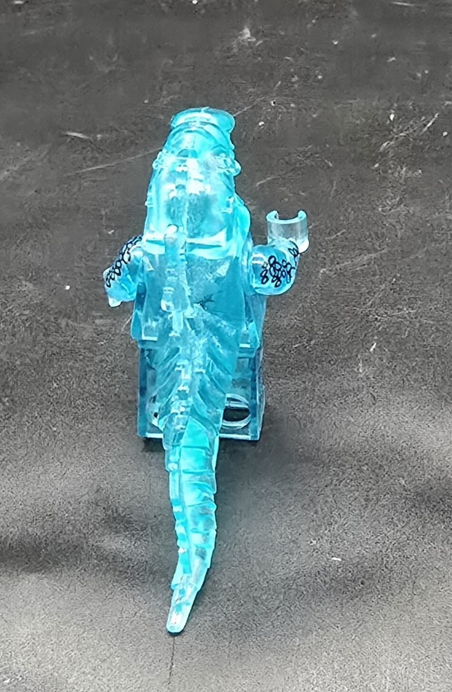 godzilla mini figure- trans neon blue ice with printed body definitions