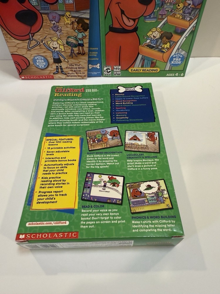 Clifford Phonics, Reading, Musical Memory 3 PC Games Software by Scholastic