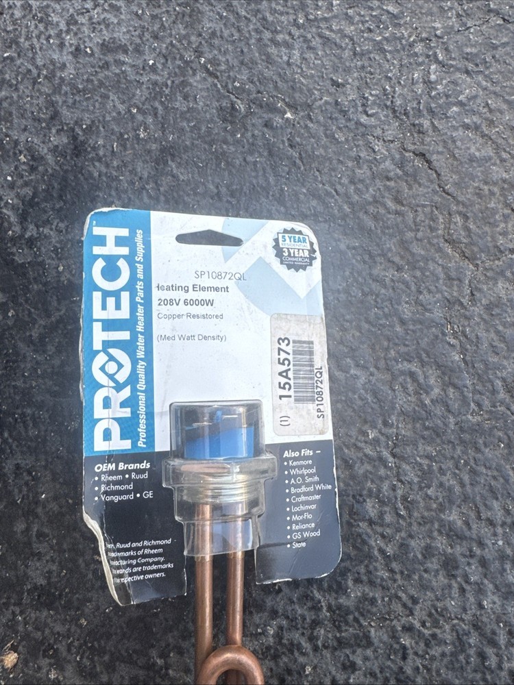 PROTECH SP10872QL WATER HEATER ELEMENT 208V/6000W MED WATT DENSITY
