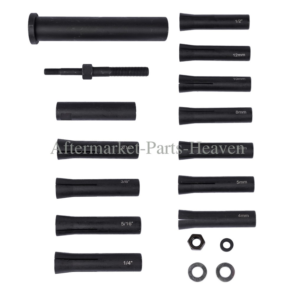 18pcs In-Line Dowel Pin Puller Master Set Includes Both SAE and Metric Collets