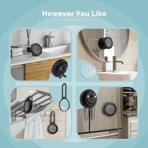 Shower Timer Clock Waterproof Bathroom Timer – Digital Wall Clock with Black