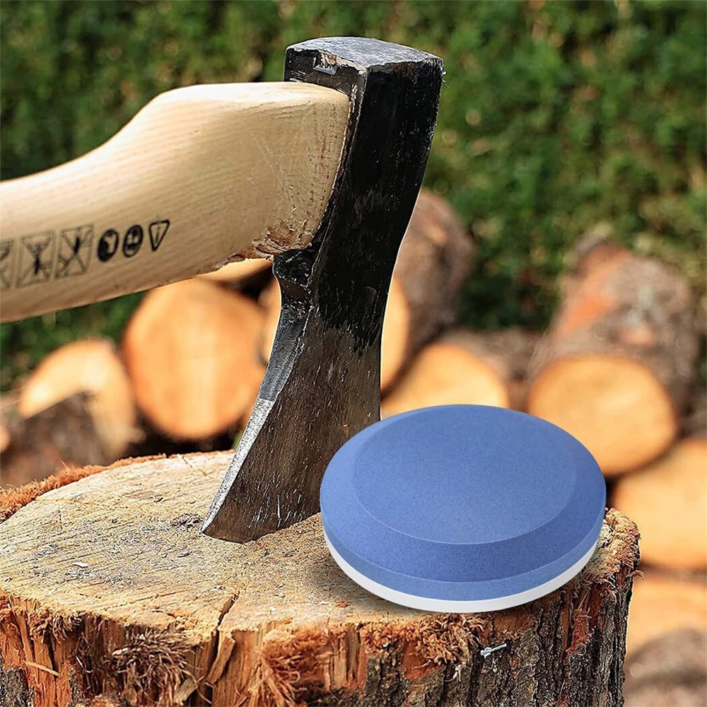 Round Sharpening Stone Dual Grit Axe Edge Blade Hand Tool Puck Sharpener