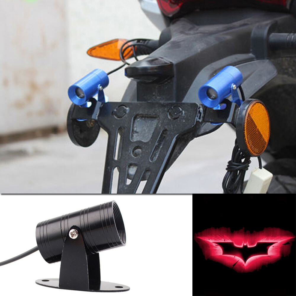 Red Bat Logo Motorcycle LED Shadow Ghost Laser Projection Tail Light Brake Light