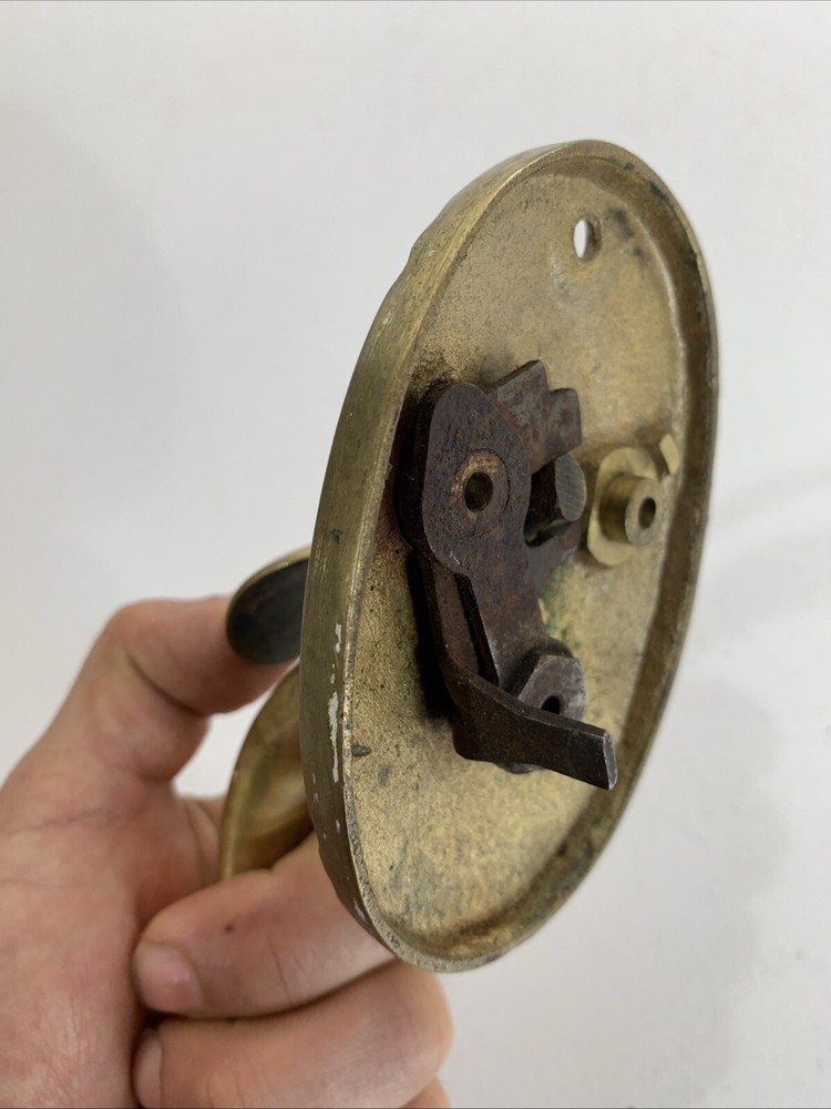 Vintage Large Art Deco Solid Brass Pull Thumb Latch Doorknob Handle 10.5” Long