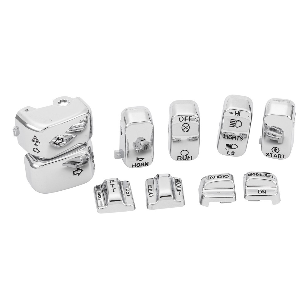 Chrome For Harley Touring 96-13 Hand Control Switch Cover Housing Button Cap Set