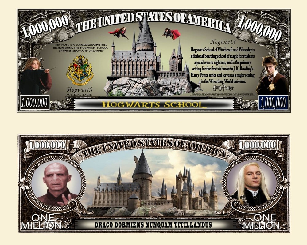 OUR HOGWART'S SCHOOL MILLION DOLLAR BILL (2 Bills)