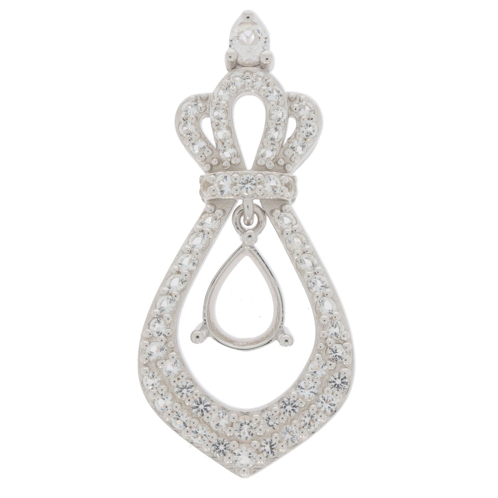 Sterling Silver Semi Mount Pendant Setting Pear PE 8x6mm