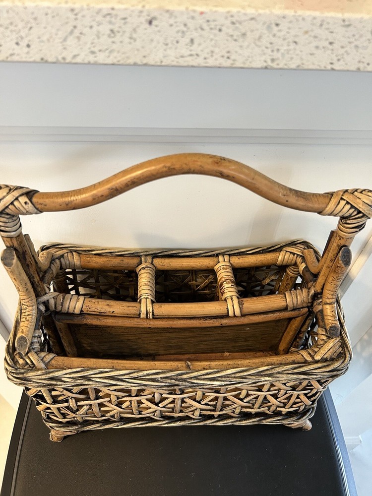 Vintage Bamboo Wicker Rack Aged Multi-purpose Organizer