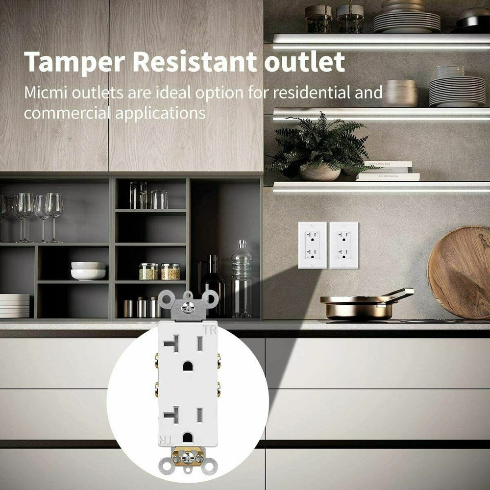 50 Pack Outlet Socket Decora Duplex Receptacle 20 Amp 125 Volt Grounding