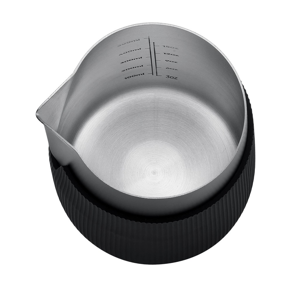 Handleless Milk Pitcher Sharp Spout Stainless Steel Black 20.3oz 600ml, Jug