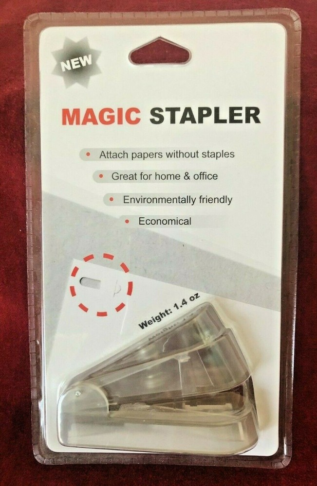 MAGIC STAPLER - CHILD SAFE - ATTACH PAPERS WITHOUT STAPLES - NEW IN PACKAGE