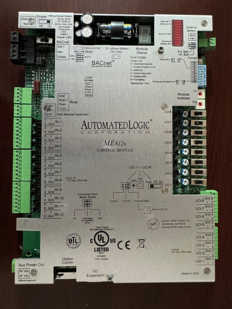 AutomatedLogic ME812u Control Module.