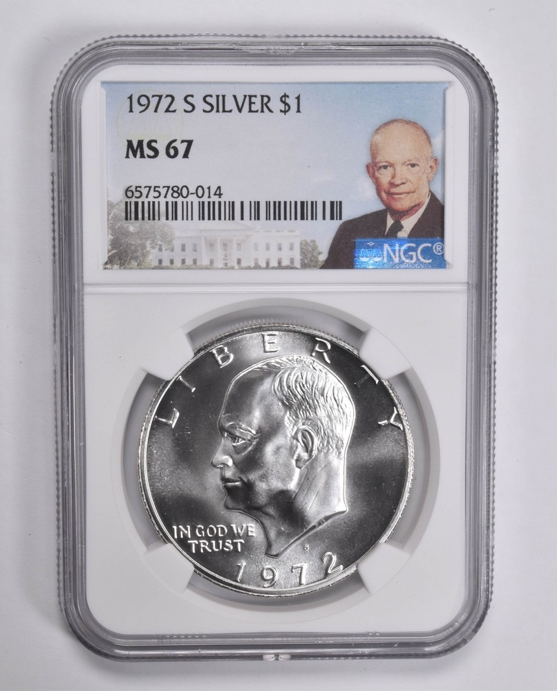 MS67 1972-S Silver Eisenhower Dollar Ike NGC Special Lbl