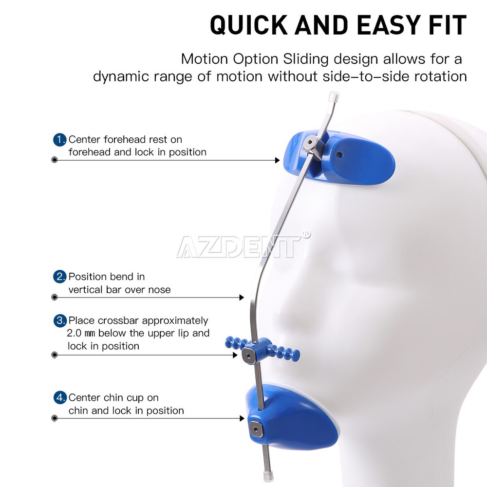 Dental Orthodontic Forward Pull Headgear Multi Adjustable with Single Lever Blue