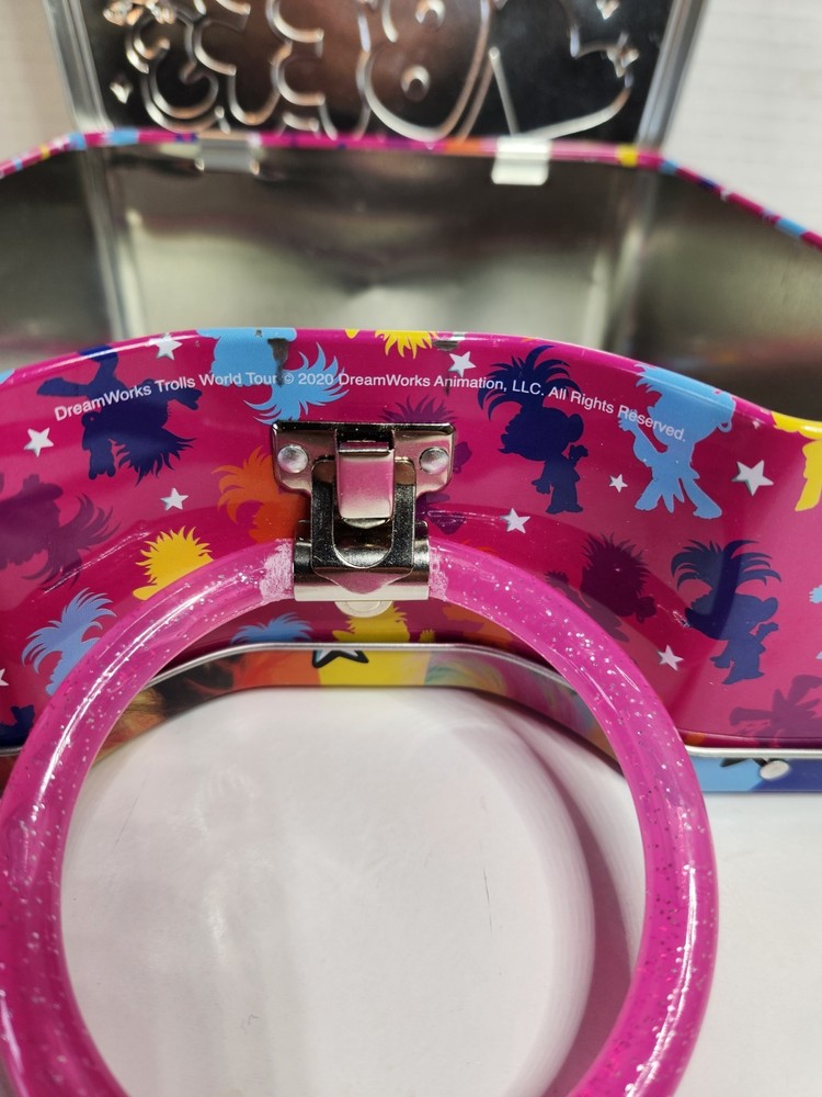 Trolls BFFs Tin Tote Box With Sparkly Handle Small Lunchbox