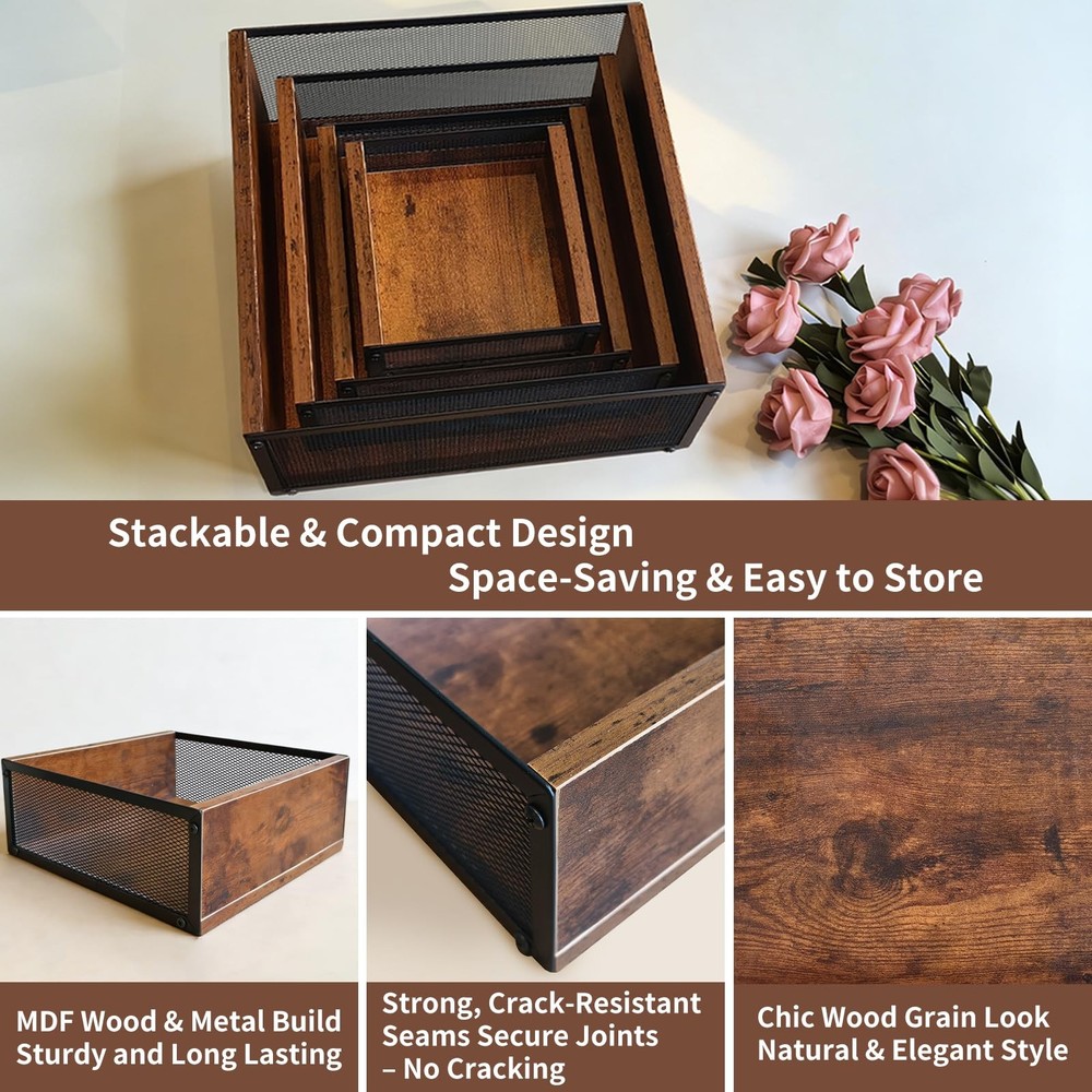 Cupcake Stand Large Buffet Risers 6" 8" 10" 12", 4 Pack Rustic Stackable Dese...