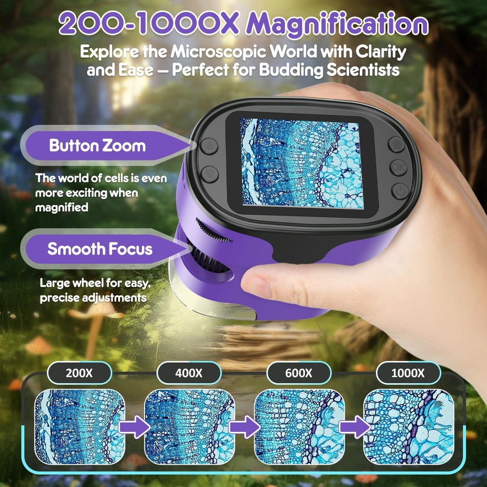 Handheld Microscope 1000X Magnification 4K 2.0" Screen Portable Mini Pocket