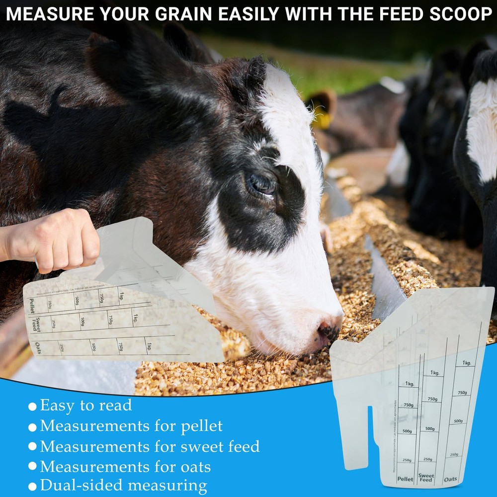 Tharos Distribution Clear Plastic Feed Scoop with Measurement Large,