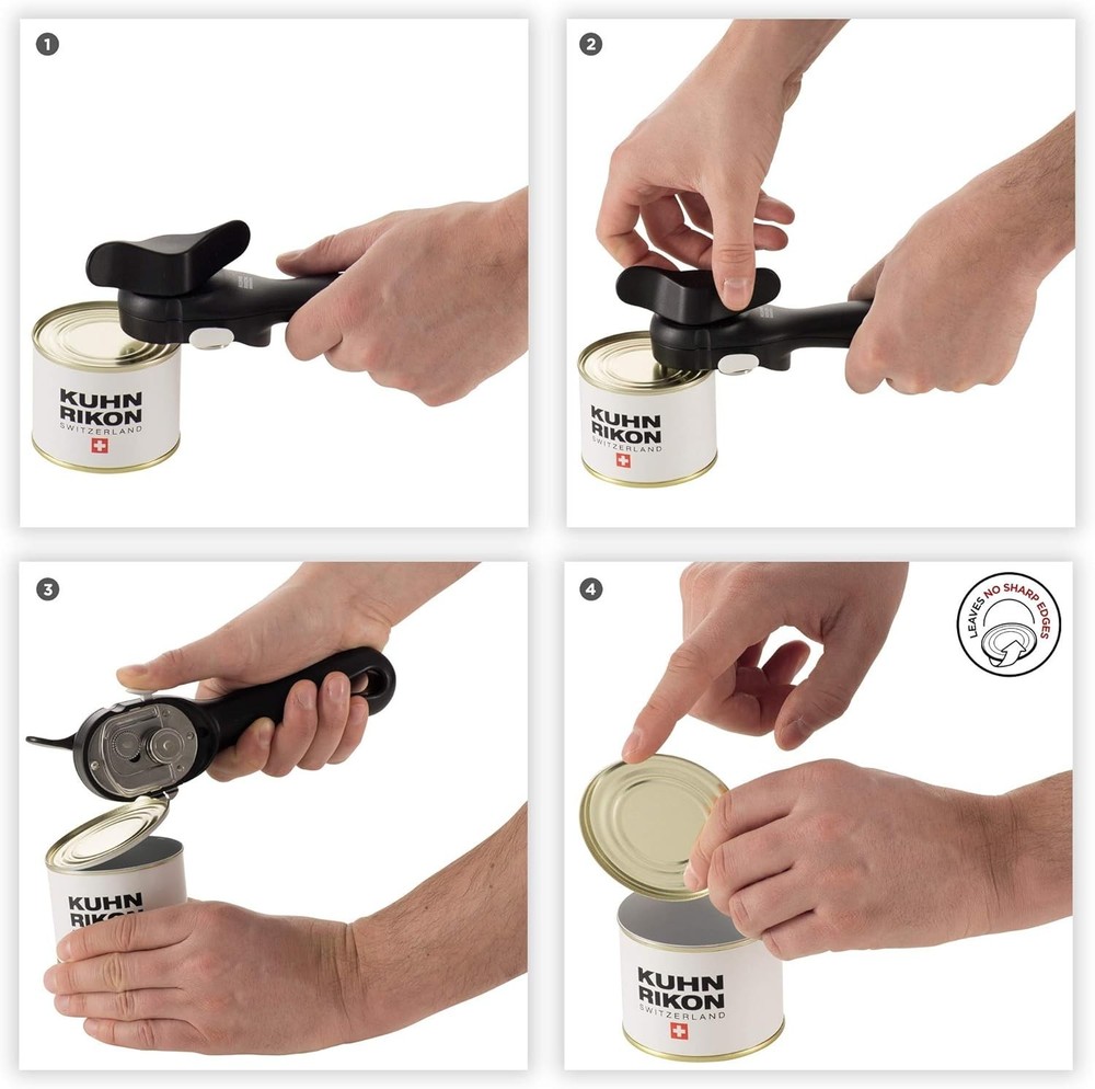 Can Opener White Plastic Effortless Safe LidLifter Ring-Pull Kitchen Tool