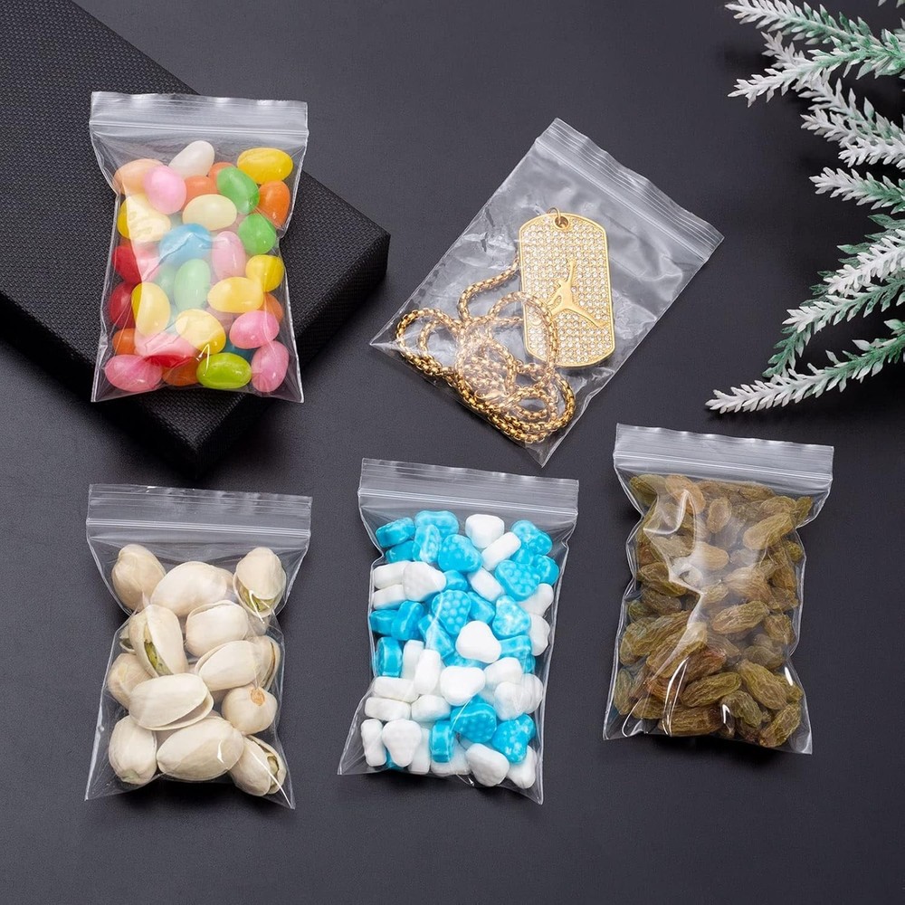 Small Plastic Bags, 400 PCS Mini Baggies, 4 Assorted Sizes, Transparent