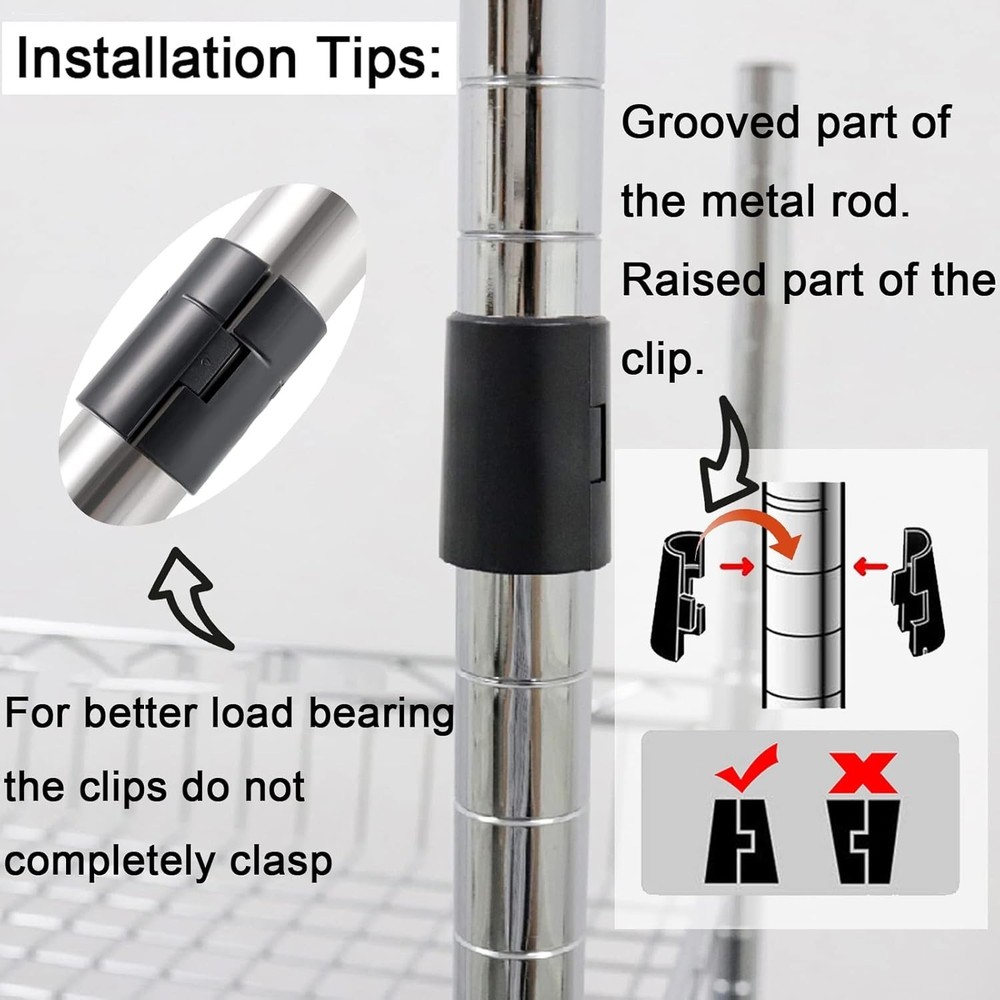 72-Pack Wire Shelving Lock Clips for 1" Posts - Durable Shelf Replacements
