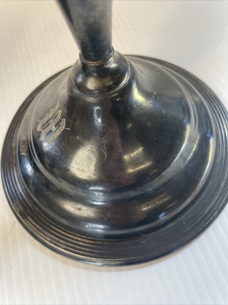 Antique E. B. Webster & Son Silverplate Pair Candle Stick Holders Spiderweb 2701