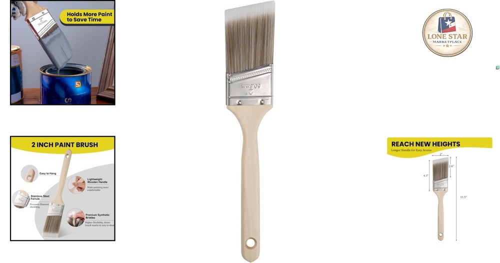 2 Inch Angled Professional Paint Brush with Ergonomic Handle for Easy Control