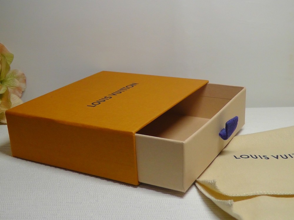 LOUIS VUITTON 4PC: Drawer Empty Box + Dust Bag + Ribbon + Gift Tag
