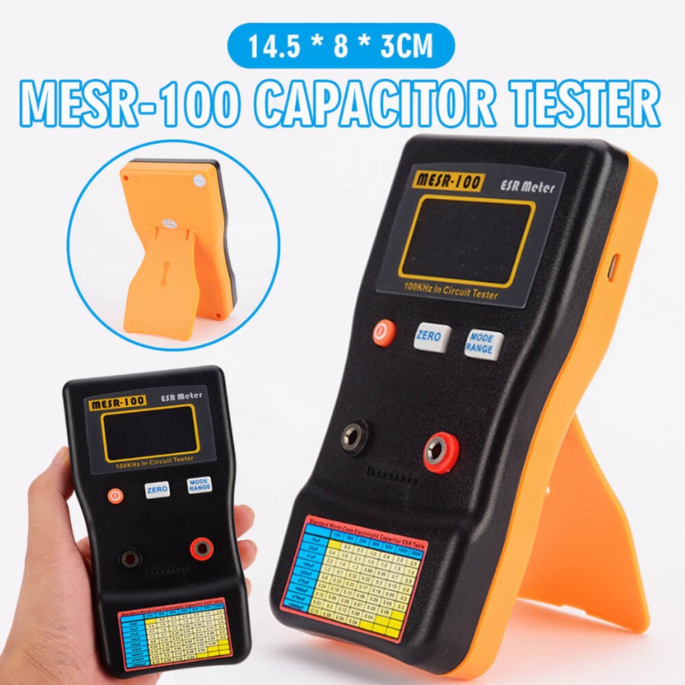 MESR-100 Handheld Capacitance Ohm Meter Cap Resistance Capacitor Circuit Tester