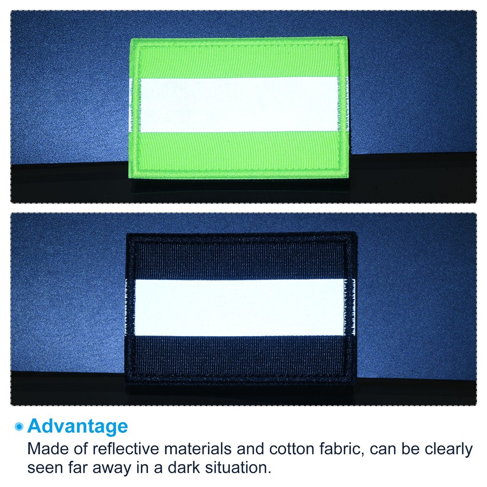 Reflective Patch 2"x3" 4pcs Hook and Circle Closure Black Green