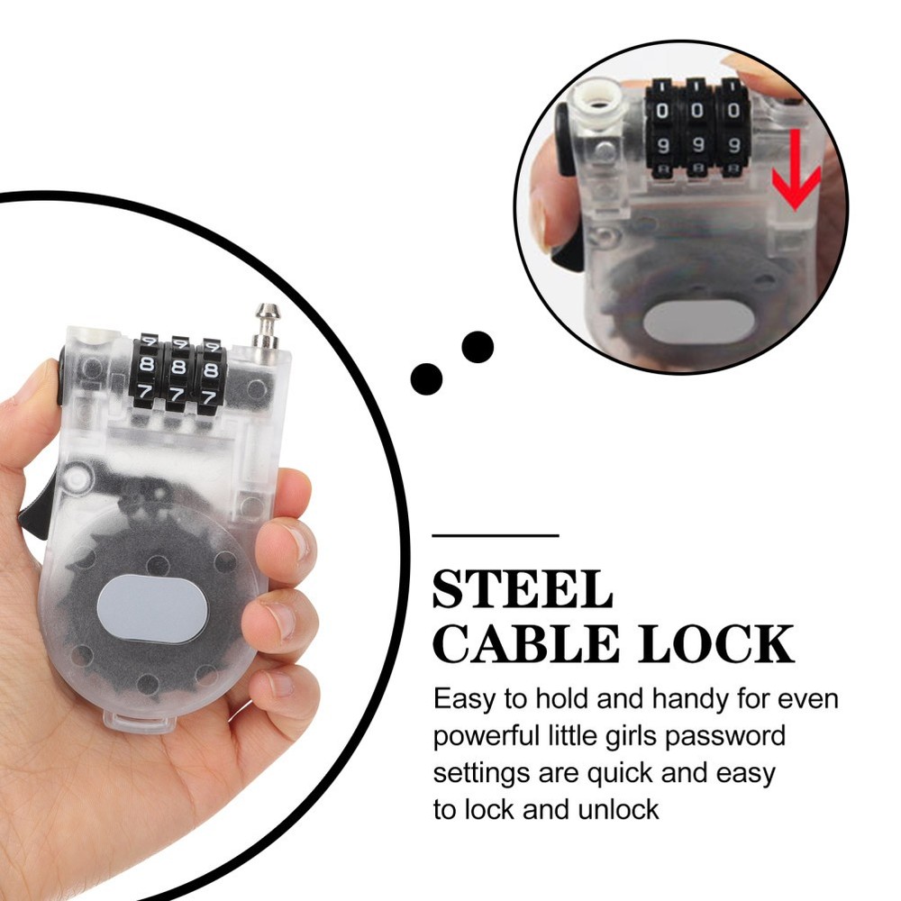 3 Pieces High-security Bike Lock Combination for Snowboard Ski Cable