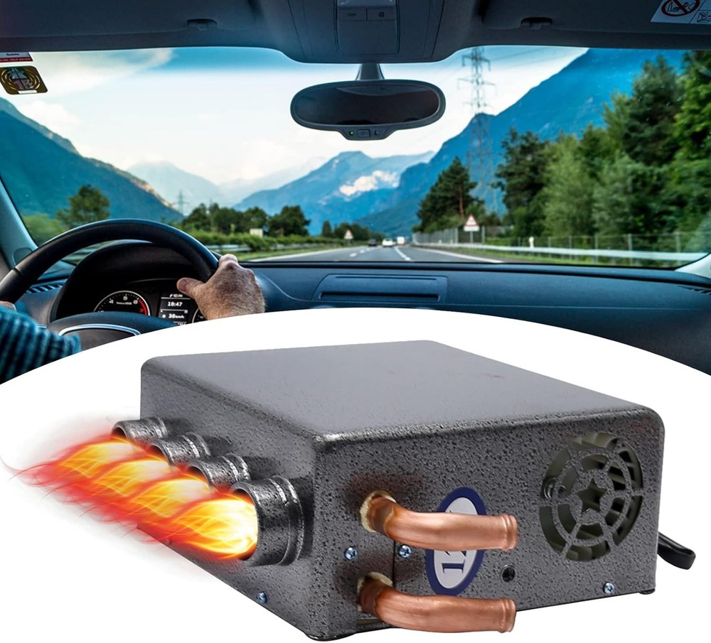 12V Car Auxiliary Heater, 4 Ports Universal Underdash Compact Auxiliary