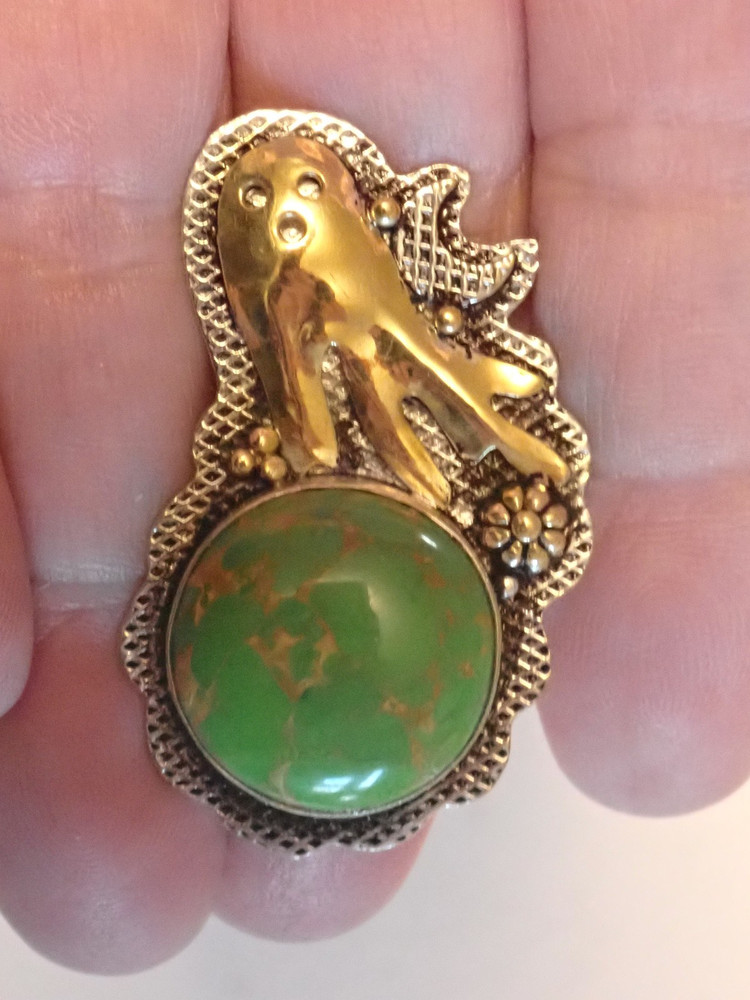Sterling Turquoise Ghost Halloween Ring sz 7.5
