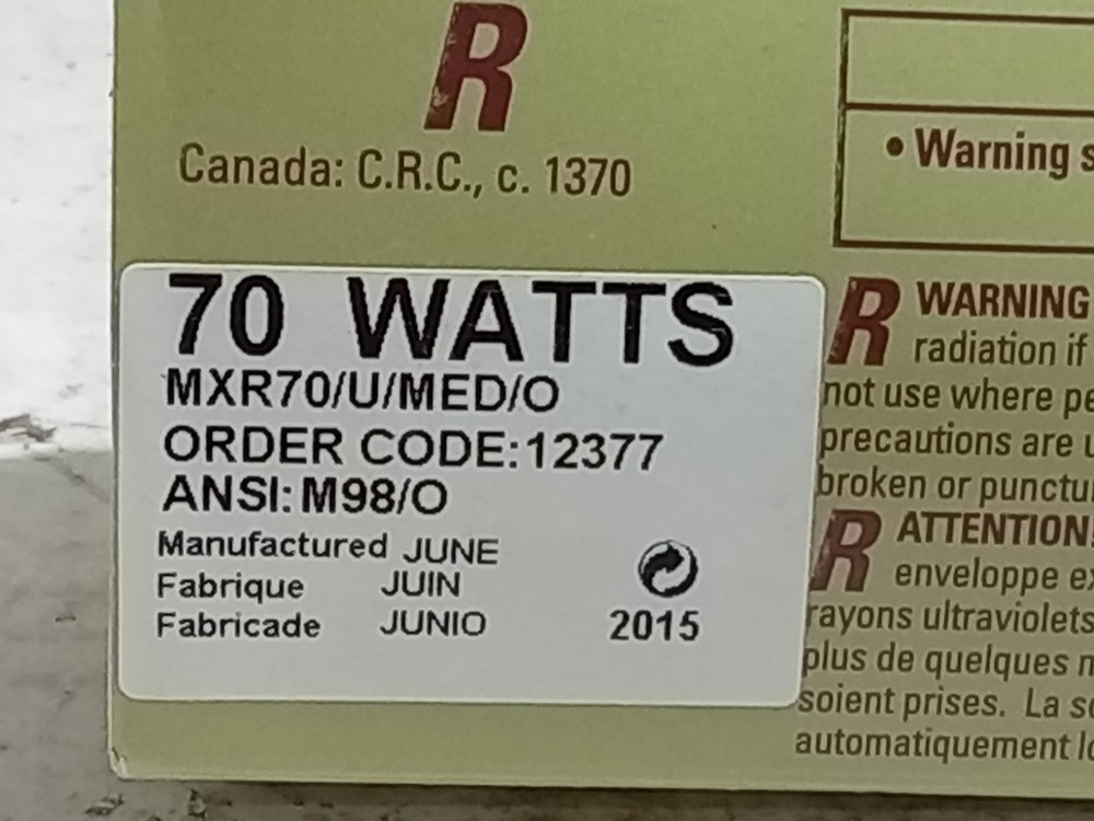 GENERAL ELECTRIC MXR70/U/MED/O BULB (K6B)