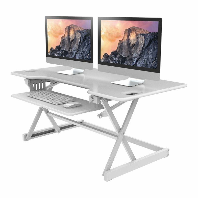 Rocelco 46" Large Height Adjustable Standing Desk Converter - White