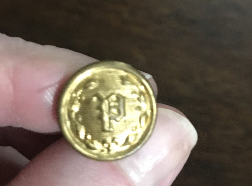 Vintage Brass? Button Coat Uniform Button "P" Superior Quality  5/8"