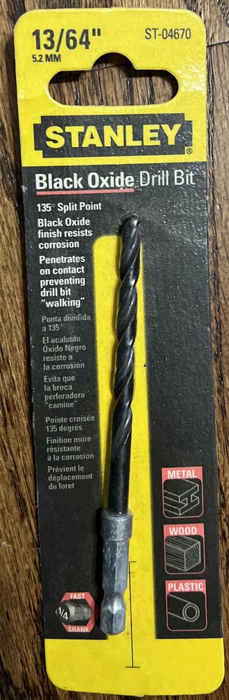 Stanley ST-04670 13/64" Black Oxide Drill Bit, 1/4" Hex Shank