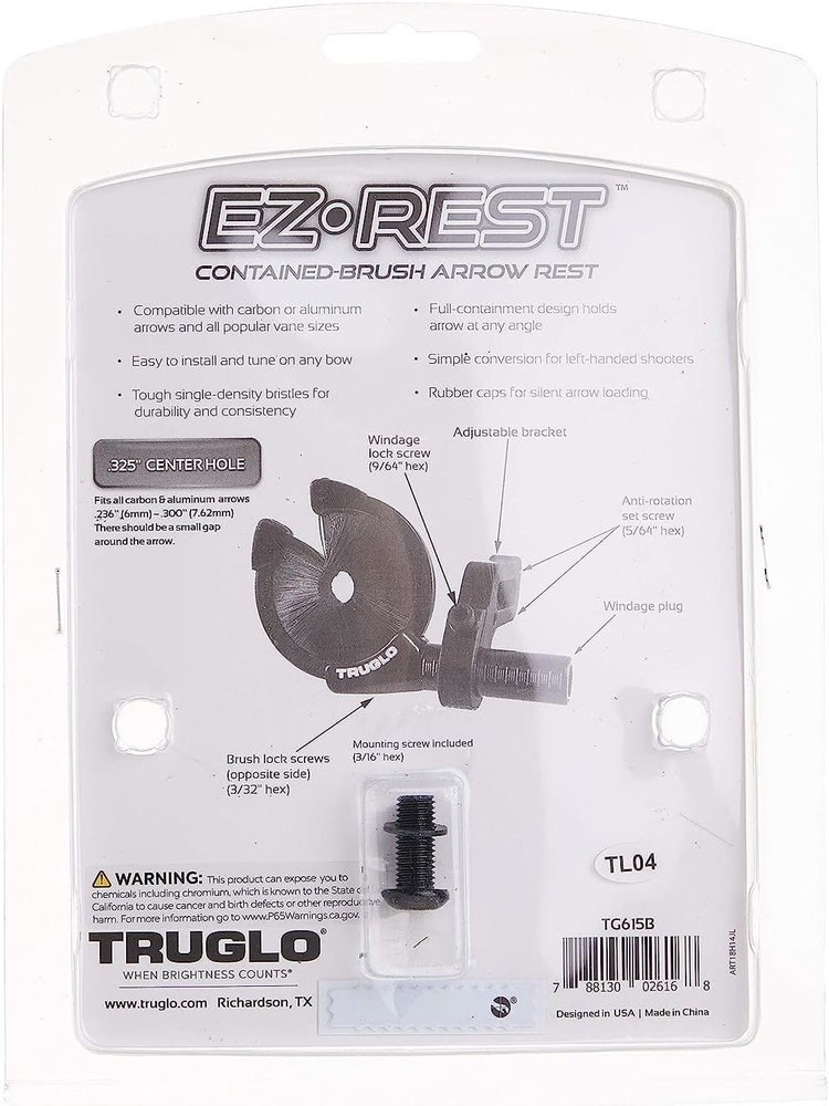 Silent Loading EZ-Rest Full Containment Brush Arrow Rest for Precision Shooting