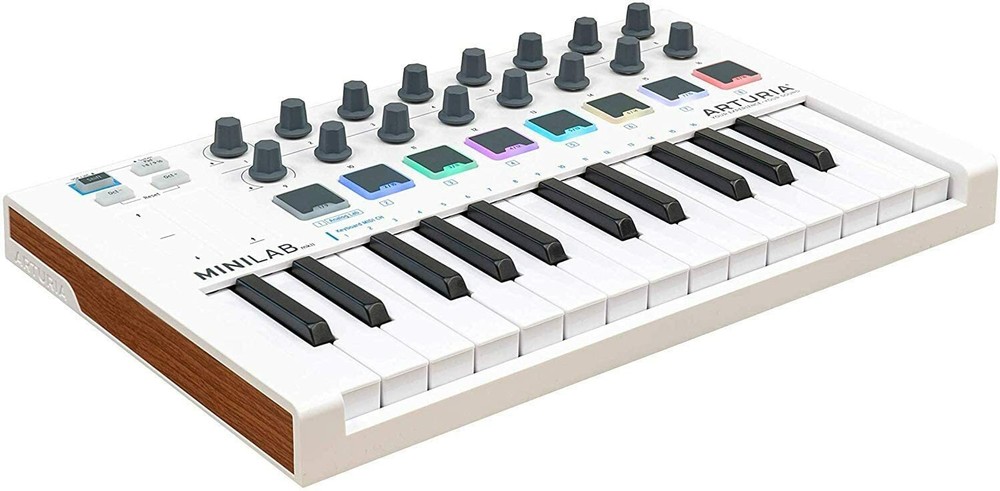 Arturia MiniLab MkII 25 Slim-Key 25-Note USB Mini Keyboard Controller -White