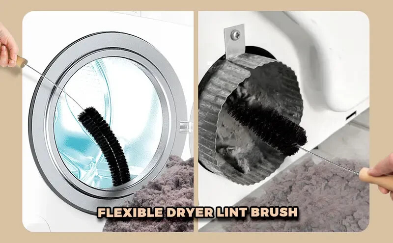 Dryer Vent Handheld Flexible Cleaner With Wood Handle
